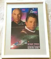 William Shatner & Patrick Stewart signed Star Trek Generations poster framed JSA