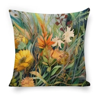 18x18 Linen Throw Pillow Covers Couch Sofa Square Pillowcases Green Watercolor