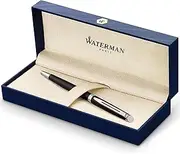 [WATERMAN] Hémisphère Ballpoint Pen | Matte Black with Chrome Trim | Medium Point | Blue Ink | Gift Box