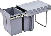 Pull Out Bin 40L Twin Cabinet Kitchen Waste Dual Slide Out Rubbish Garbage Trash Grey 2x20L