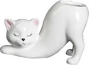 Tailless Cat Planter Pot, Cute Little Kitty Cactus Indoor Flower Pot, Animal Home Decor Plant Pot Holder, Novelty Flowerpot Ideal Gifts, Lovely Office Desk Room Home Garden Decor