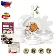 Complete 15-Piece Granite Cookware Set - Dishwasher Safe, Induction Ready