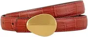 [RGWYGCG] Crocodile Pattern Thin Leather Belts for Women, Fashion Ladies Belt with Gold Buckle for Jeans Dress Pants