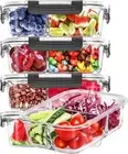 5-PK 36oz Glass Food Storage Containers 3 Compartments - Meal Prep Container Set
