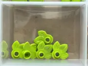 LEGO Parts - Lime Plant Plate, Round 1 x 1 with 3 Leaves - No 32607 - QTY 5