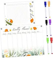SECFOU 1 Dry Erase Board Weekly Planner Reminder Board DIY for Home Office Easy to Use Reusable for Family Schedules