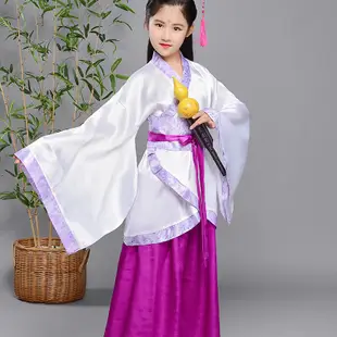 中國新年兒童古著七仙女公主裙古箏表演服古代唐裝漢服貴妃女孩古著表演服