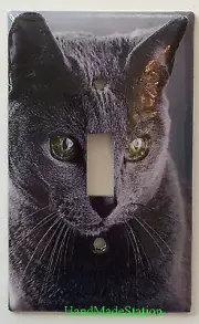 Azul Ruso Cat Light Switch Power Duplex Outlet Wall Cover Plate Home decor