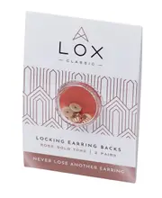 LOX Secure Earring Backs 2 Pair Pack Rose Gold Tone