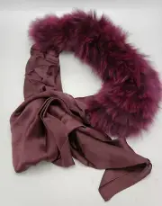 NWT ECHO DESIGN ANASTASIA WINE FUR SCARF COLLAR E3