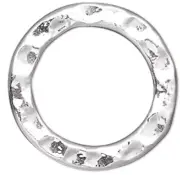 12 Silver Plated Steel Double Sided Hammered 12mm Round Links with 7-7.5mm ID