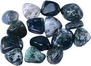 2.2LB/1000G Natural Crystal Water Plant Agate Tumble Stone, Polished Stones for Reiki, Chakra, Healing Home Decor,0.8~1.0in/2.2lb