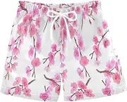 [RPLIFE] Kids Swim Trunks, Anti-Chafe Swim Trunks Boys 2 T, Cherry Blossom Branches Watercolor