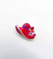 ADORABLE Red Hat Society Lacquer Enamel Crystals Invisible PETITE Toe Ring NEW