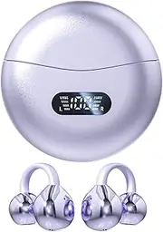 Open Ear Earbuds - Open Air Earbuds,Wireless Headset Noise Cancelling Led Display Waterproof Headset for Working Outside Sports Workout Running Gym
