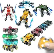 4 Pcs Transformable Fidget Spinner Toys - Car to Robot & Chariot, DIY & Combo Play Modes - Stackable & Connectable for Endless Fun