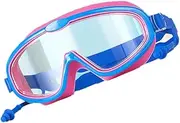 Kids Swimming Goggles Large Frame HD Waterproof Anti-Fog Swim Goggles with Earbuds Suitable for Children Age 3-16