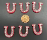 6 Horseshoe Pink Girl Cowboy Embellishments Resin Flatback