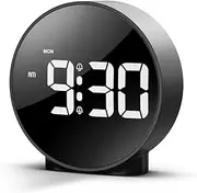 AMIR Digital Alarm Clock, LED Electronic Clock, Small Desk Clock with 2 Alarms, Snooze, Dimmable Alarm Days Set 12/24H Display, Bedside Clock for Home (Battery/Adapter not Included) - Black