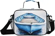 Boat Retro Blue Insulated Lunch Box for Women Men - Ideal for Work, Picnics - Includes Adjustable Shoulder Strap