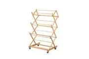 Bamboo Concertina Mobile Clothes Horse Airer Foldable Rack Air Dryer