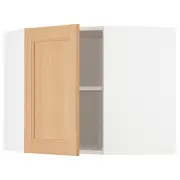 METOD corner wall cabinet with shelves, white/Vedhamn oak, 68x37x60 cm