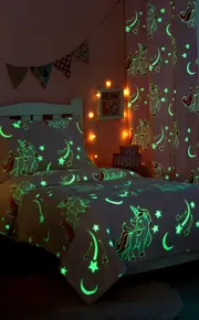 Kids Glow In The Dark Blanket, Curtain, Pillowcase Set Unicorn