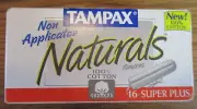 90's Tampax Naturals Non Applicator Tampons 16 Super Plus 16 Count Sealed Box