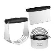 Stainless Steel Biscuit Cutter Set, Pastry Scraper and Dough Blender, Sturdy ...