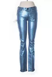 NWT Sinclair Coe The Fixed Blue Romance Metallic Skinny Jean Pants 28 MSRP $229