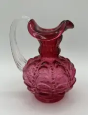 Fenton Art Glass CRANBERRY 4 1/2" Beaded Ewer (7685 CC) - Discontinued NWT