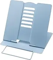 Desk Book Stand WorthPlanet Metal Reading Rest Book Holder Lightweight Bookstand with 6 Adjustable Angles and Paper Page Clip for Textbook, Recipe, Magazine, Paper Tablet W160002 (Light Blue)