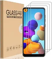[3 Pack] for Samsung Galaxy A21s Screen Protector, 9H Hardness Premium Tempered Shatterproof Glass Screen Protector Case Friendly Film for Samsung Galaxy A21s
