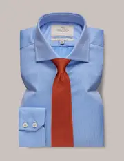 Hawes & Curtis Non-Iron Blue Dobby Slim Shirt - Windsor Collar