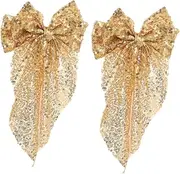 MUSISALY Sparkling Sequin Bowknot Hairpins 2pc Set Women's Hair Accessories for Parties Birthdays Mardi Gras Sequin Hair Bows Clips