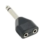 2x 3.5mm Mono Female Sockets to 1x 6.35mm 1/4" Mono Male Plug Adapter Adaptor