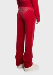 [JUICY COUTURE] Coco Red Big Bling Velour Track Pants