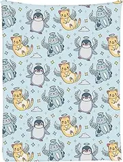 Yakujo Cute Penguin Cat Angels Lightweight Flannel Fleece Plush Blanket Quilt Cozy Warm Blankets for Home and Office 40"x30" (Toddler) for Pet