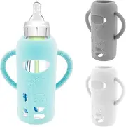 AwObEpl 3Pcs Baby Bottle Sleeves with Handle Insulated Glass Baby Bottle Sleeve Glass Bottles 250ml for Home Baby Bottles (L)