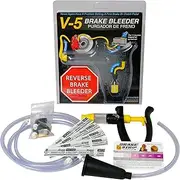 Phoenix Systems 2104-BRK V-5 Reverse Brake and Clutch Bleeder (Includes 5 Pack of Brake Fluid + coolant Test Strips), One Person, Fits All Makes and Models
