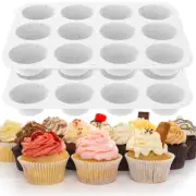 2 Pcs Silicone Muffin Pan 12 Cavity Mini Muffin Pan Non Stick Cupcake Pan leiQu