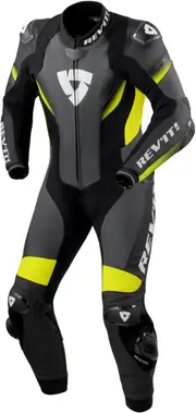 Revit Control One Piece Motorcycle Leather Suit, black-yellow, Size 52 for Men Black Yellow