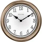 Bulova Wall Clock 14"x14" Round Indoor/Outdoor Metal-Frame + Glass-Face n Silver