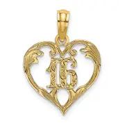 14K Yellow Gold 16 Inside Heart Charm