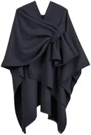 [Ehuihuan] Womens Poncho Cross Front Shawl Wraps, Knitted Ponchos for Women, Super Soft Pashmina Shawl Scarf Wrap, Cardigan Blanket Wraps, Black, One Size