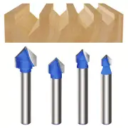 4PC CNC 90 ° Engraving V Groove Router Bit Set 6.35mm Shank Woodworking Cutter