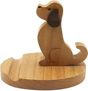Pokanic Cell Phone Tablet Wooden Stand Dock Holder Cradle Mount Organizer Charger Station Table Desk Room Office School Kitchen Non-Slip Wood (Dog)