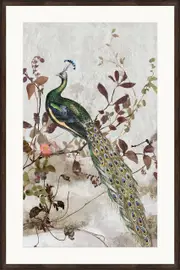 By Dezign - Peacock on Brown Branch I - Canvases
