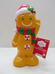 11" Holiday Time Ginger Bread Man Blow Mold Christmas 3AA Battery (I1F520C)