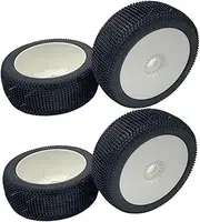 Tyre 6 Mik Scratch on White Rim Ultra Rubber Blue - Mounted and Glued - 1/8 Scale - Remote Control Car - Competitions - Set of 4 Tyres